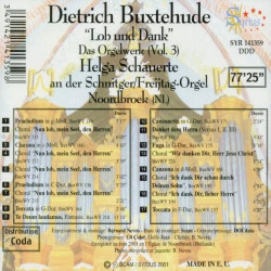 Dietrich Buxtehude Intégrale de l’oeuvre d’orgue, vol. 3 Helga Schauerte