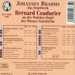 Johannes Brahms Intégrale de l'oeuvre d'orgue Bernard COUDURIER