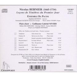 Nicolas Bernier Les Leçons des Ténèbres du premier jour Ensemble Da Pacem